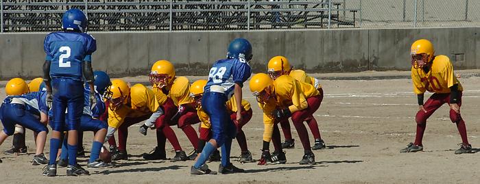 Andrew #66 - right end of line - Junior offense lines up against Trona - October 22, 2005