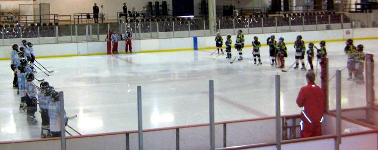 The two teams line up to begin the game - July 25, 2008