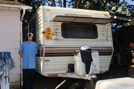 Andrew and his trailer home - July 6, 2014