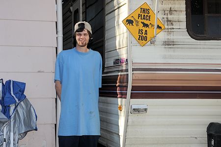 Andrew and his trailer home - July 6, 2014