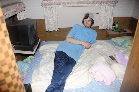 Andrew and his trailer home bedroom - July 6, 2014