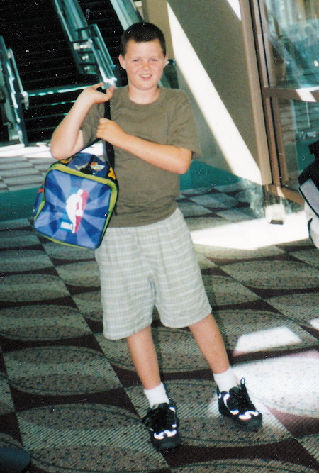 Andrew at Eugene, Oregon airport arriving to visit Vee