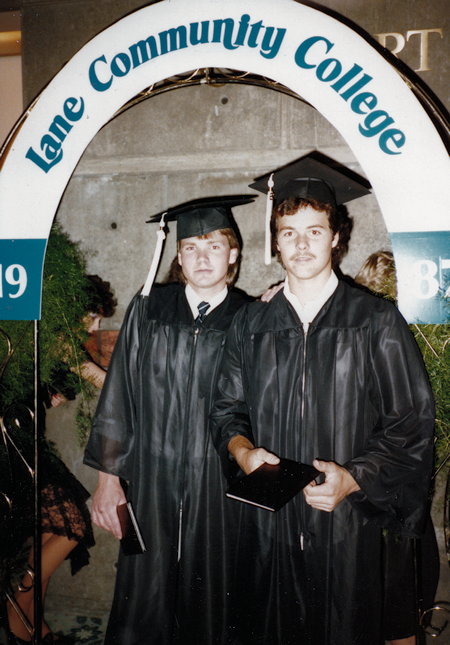 Christopher John "Chris" Cole on right -  College Graduation 1987
