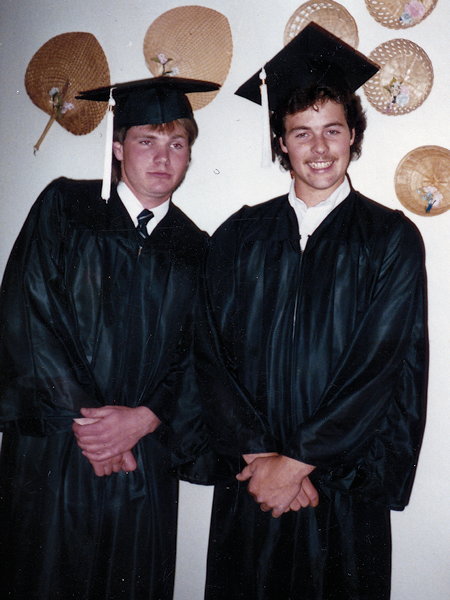Christopher John "Chris" Cole on right -  College Graduation 1987