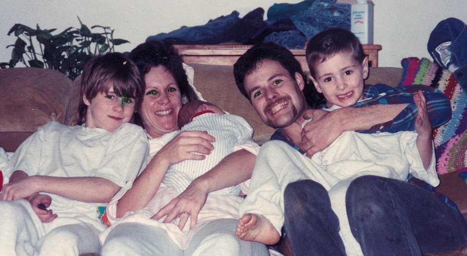 Rocky Scholl, Donna Rager holding Andrew Cole, Chris Cole, Jeremy Scholl