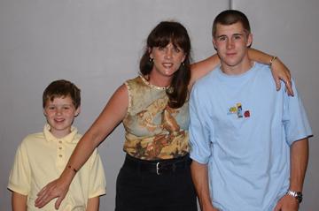 Andrew, mother Donna, brother Jayme at Jeremy MS graduation - June 13, 2002