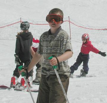 Andrew skiing at Mammoth Mountain - May 24, 2003