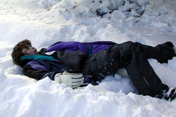 Andrew playing in snow in Sunny Slopes - February 3, 2004