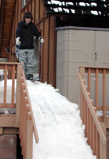 Andrew on snow jump in Sunny Slopes - March 2, 2004
