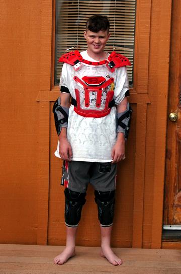 Me wearing my new downhill bike riding protective gear - July 15, 2007