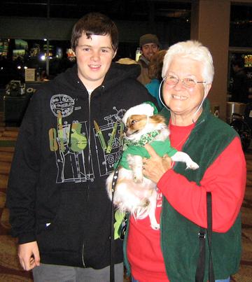 Me and grandmother Nana and Alphie at airport - December 20, 2007