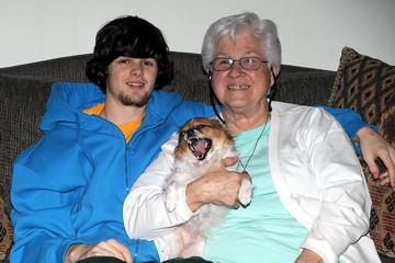 Me with grandmother Vee and dog Alfie - February 14, 2011