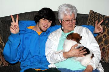 Me with grandmother Vee and dog Alfie - February 14, 2011