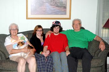 Grandmother Vee with Alfie, Sabrena, me, friend Don - July 30, 2011
