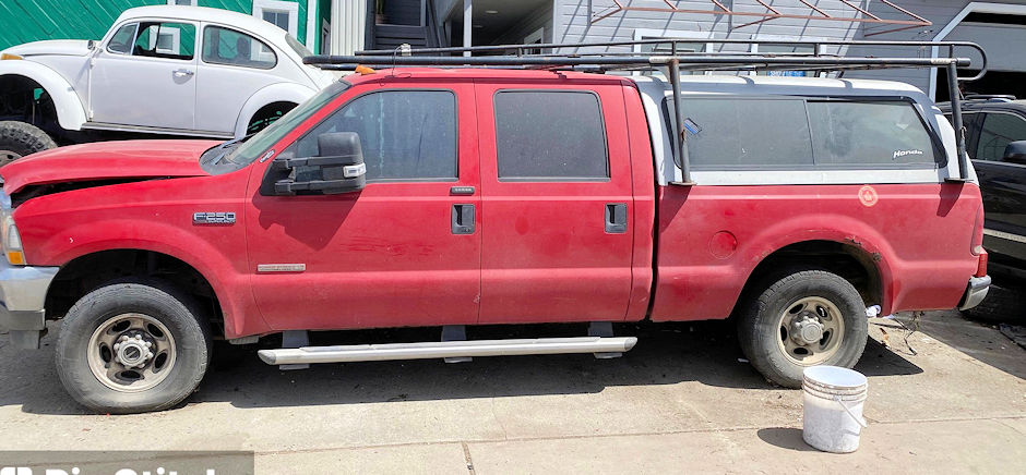 Red Pickup Truck before detailing